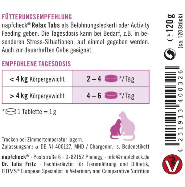 napfcheck Relax Tabs - funktionales Beruhigungsleckerli für Katzen mit Tryptophan – Bild 4