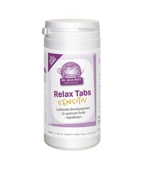 napfcheck Relax Tabs Sensitiv - hypoallergener Beruhigungssnack mit Tryptophan für Hunde